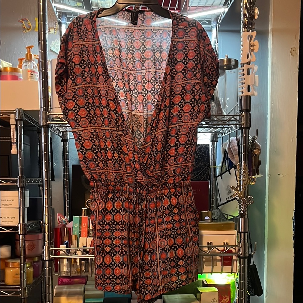 Forever 21 Patterned Jumpsuit - Pink and Black